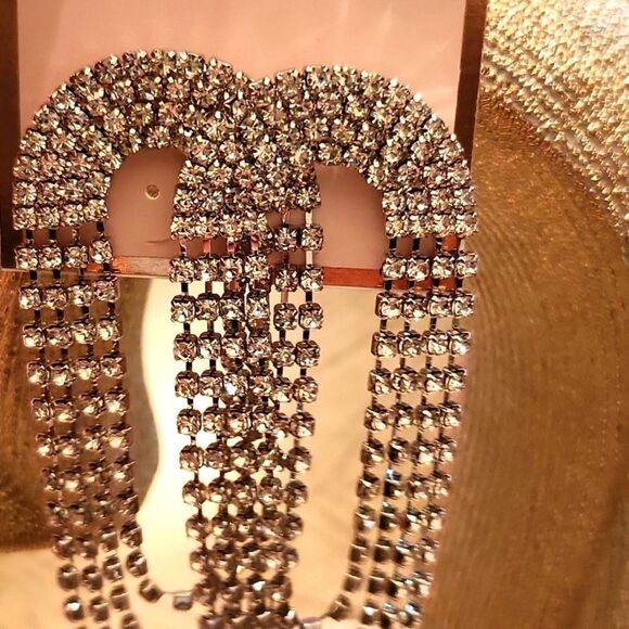 Oval rhinestone drop earrings NWT Adrienne Vittadini - Picture 2 of 6